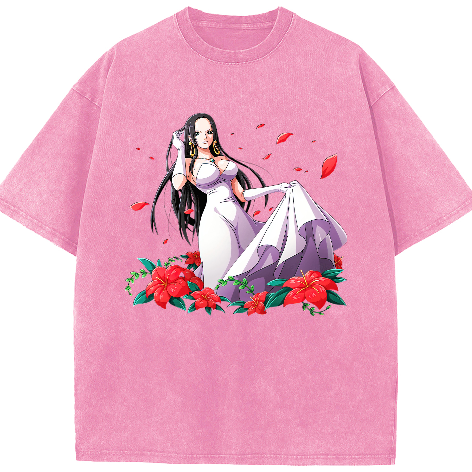 ワンピース ボア・ハンコック ONE PIECE Boa·Hancock 綿100% ヴィンテージ風 半袖Tシャツ（フロントプリント）
